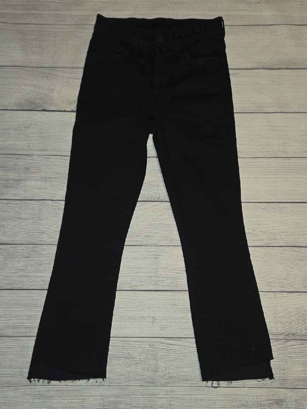 MOTHER The Insider Crop Step Fray Jeans Black Size 25 NWOT